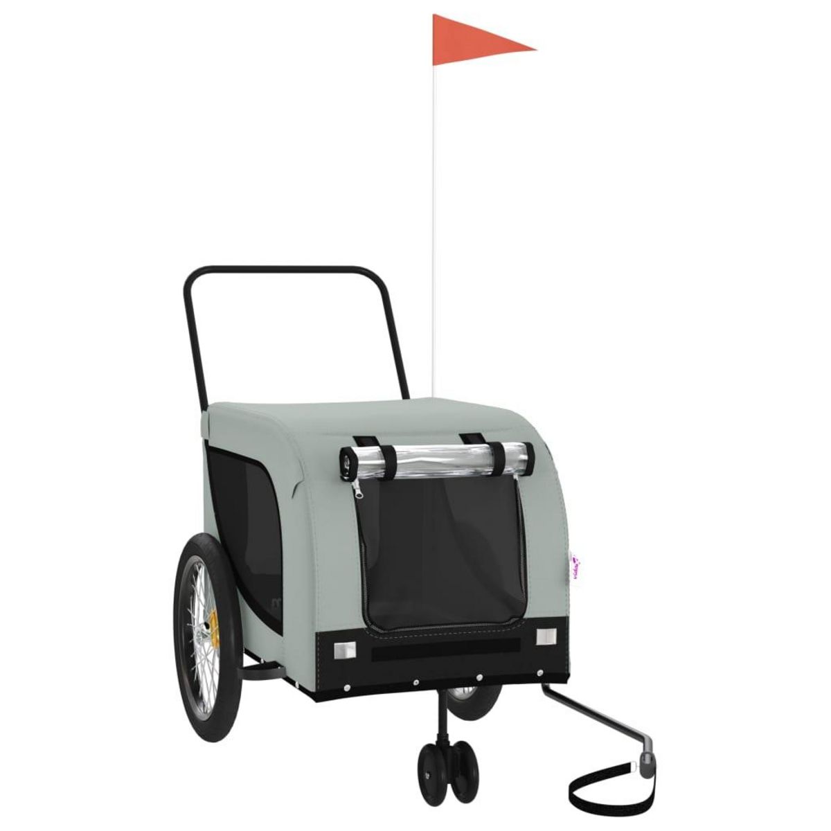 VIDAXL Remorque de velo pour animaux de compagnie gris et noir