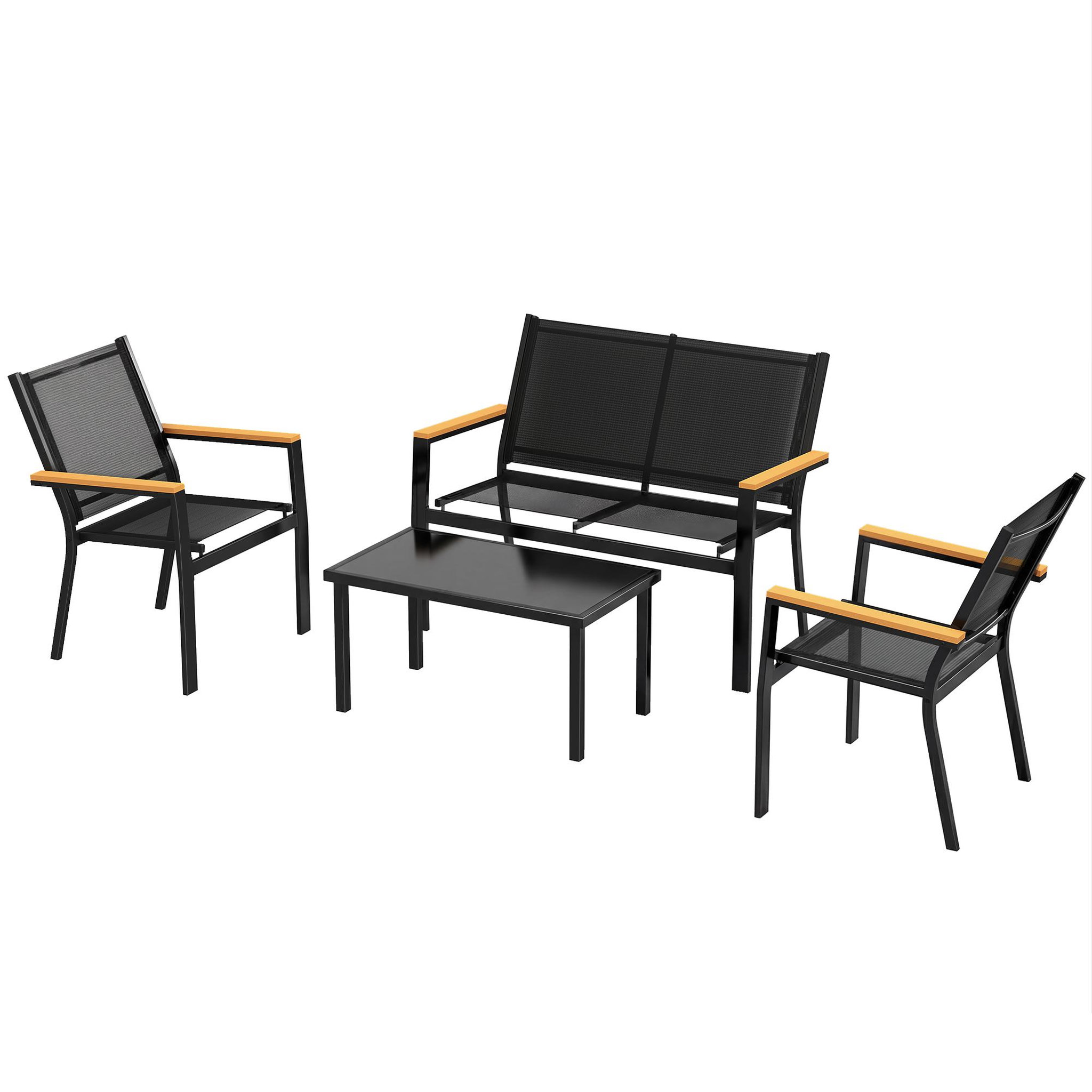 Voir la diapositive 5 : OUTSUNNY Salon de jardin design bicolore 4 personnes 4 pièces
