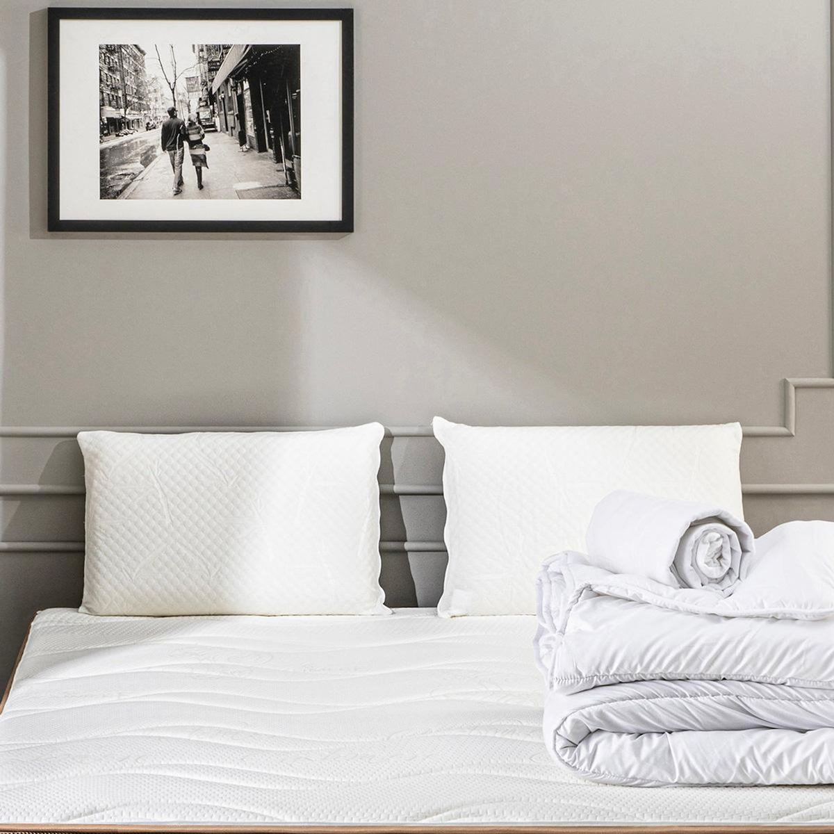 BELLECOUR BELLECOUR LITERIE | Pack Prêt à dormir ZERMATT | Matelas Mémoire de forme + Sommier + Accessoires