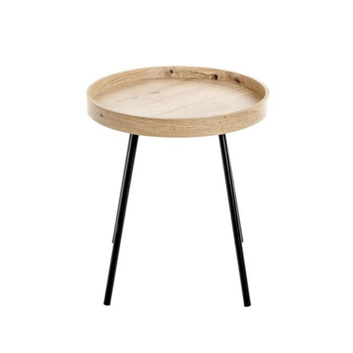 Paris Prix Table d'Appoint avec Rebord  Miranda  45cm Chêne & Noir