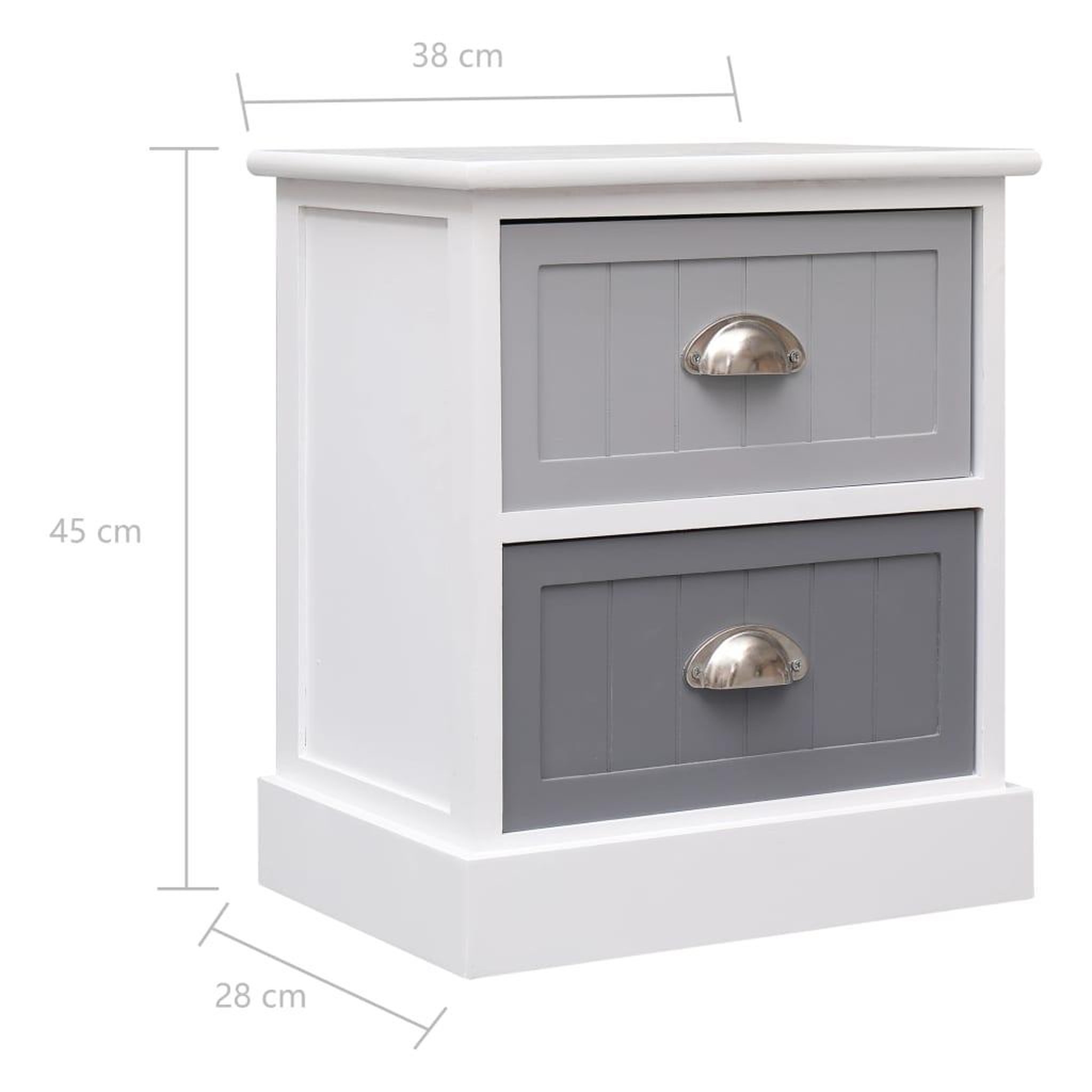 Voir la diapositive 6 : VIDAXL Tables de chevet 2 pcs Gris 38x28x45 cm Bois