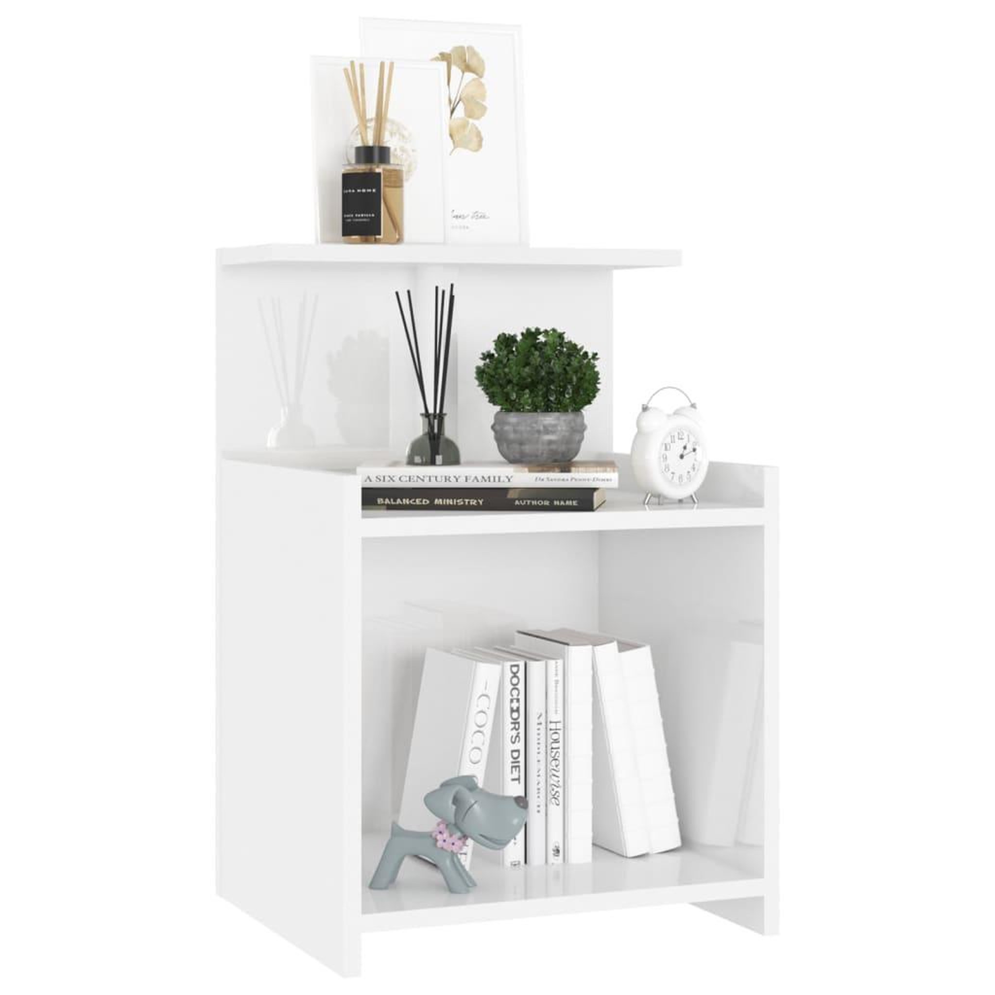 Voir la diapositive 5 : VIDAXL Table de chevet Blanc brillant 40x35x60 cm Agglomere