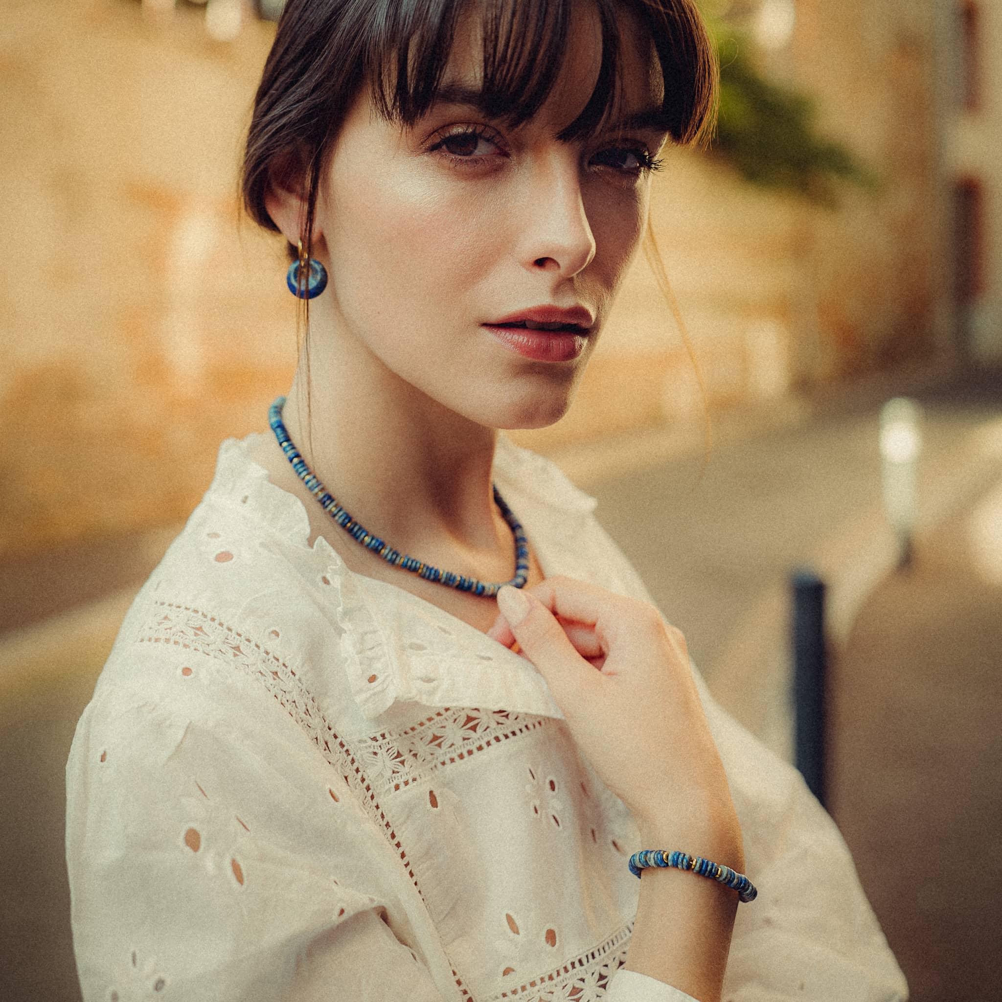 Voir la diapositive 4 : SLOYA Boucles d'oreilles Blima en pierres Lapis-lazuli