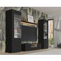 Voir la diapositive 3 : BEST MOBILIER Leolio - vitrine - noir et effet bois - 60x190 cm