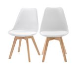 Rendez vous déco Lot de 2 chaises blanches et pieds bois - Skandi. Coloris disponibles : Blanc, Noir, Gris