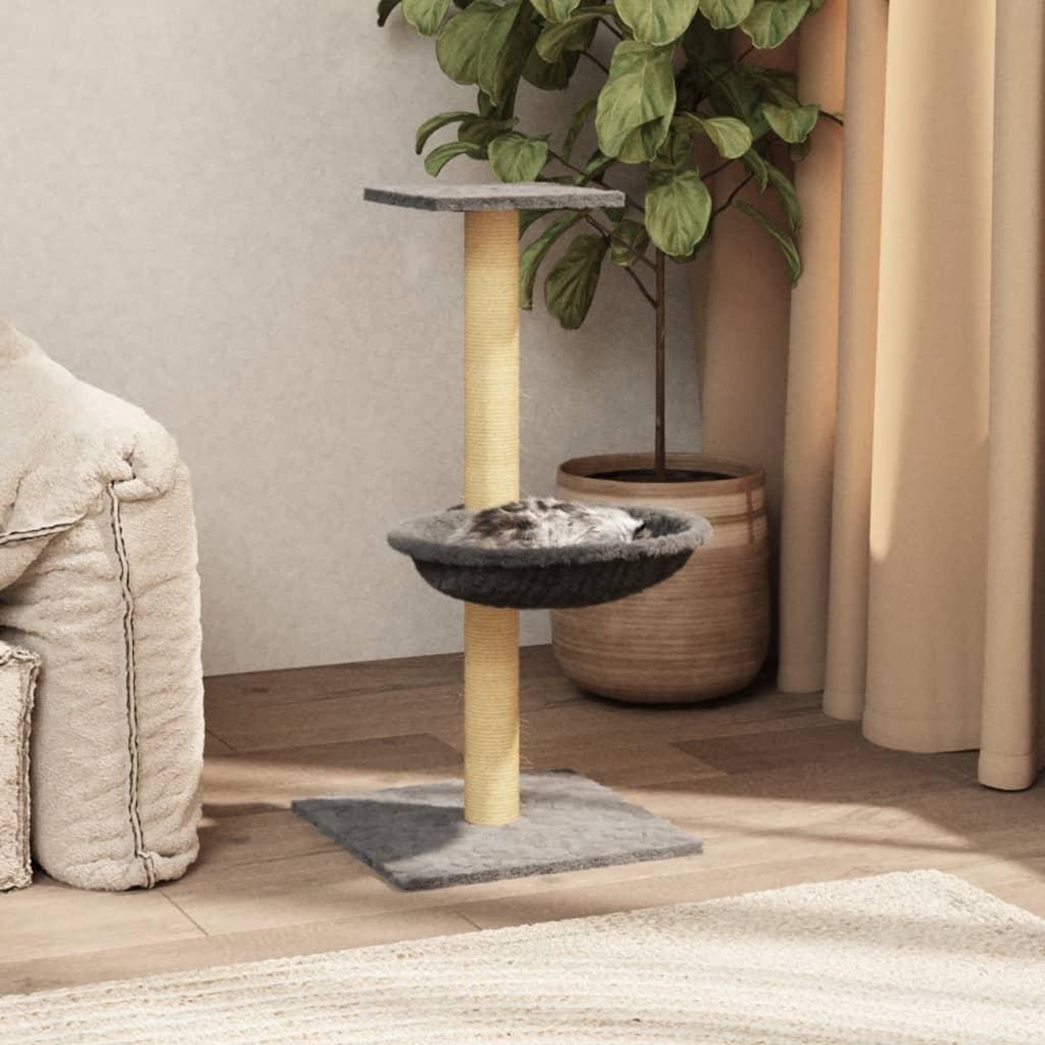 Voir la diapositive 1 : VIDAXL Arbre a chat avec griffoir en sisal Gris clair 74 cm