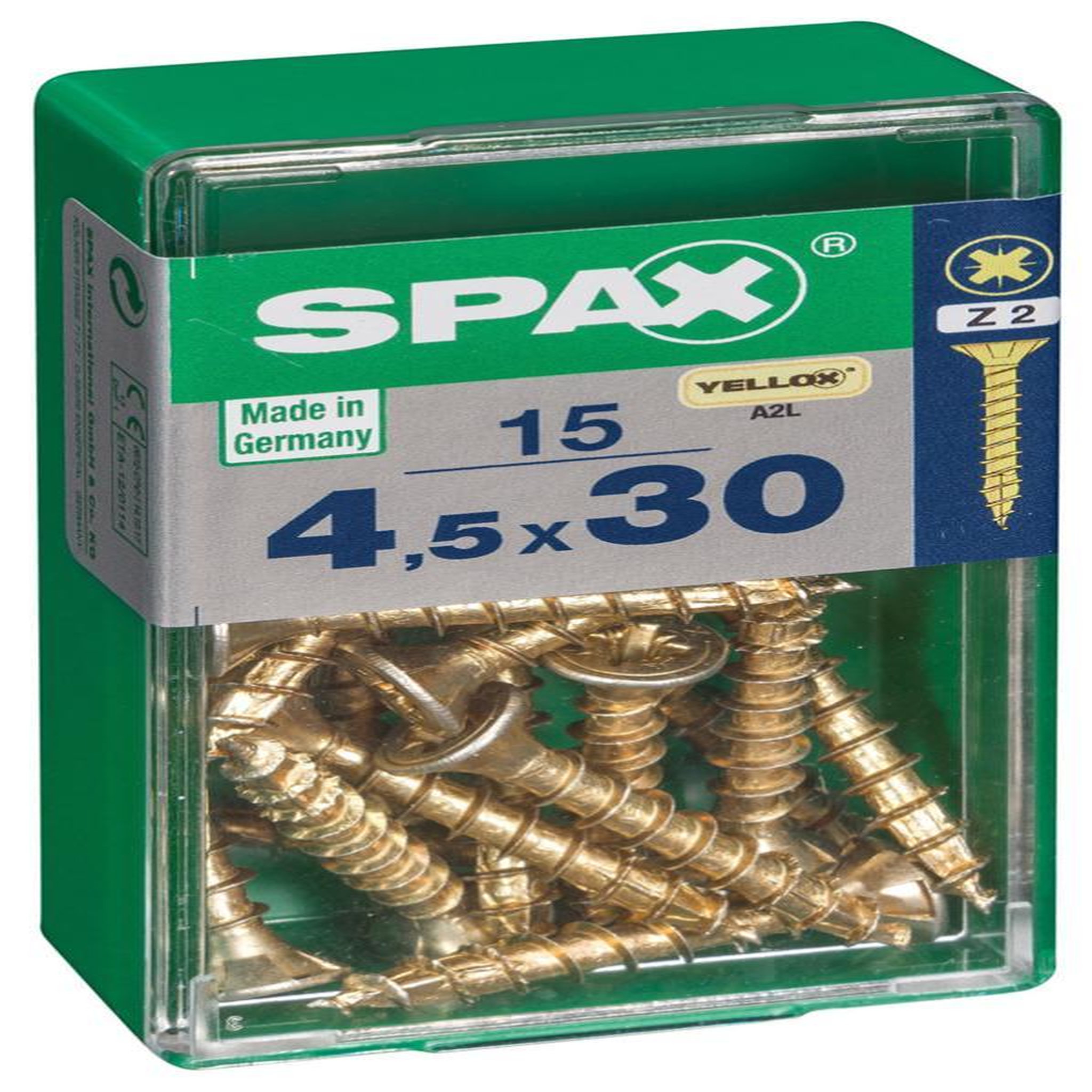 CENTRALE BRICO Lot de 15 vis acier tête fraisée pozidriv SPAX, Diam.4.5 mm x L.30 mm