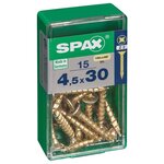 CENTRALE BRICO Lot de 15 vis acier tête fraisée pozidriv SPAX, Diam.4.5 mm x L.30 mm