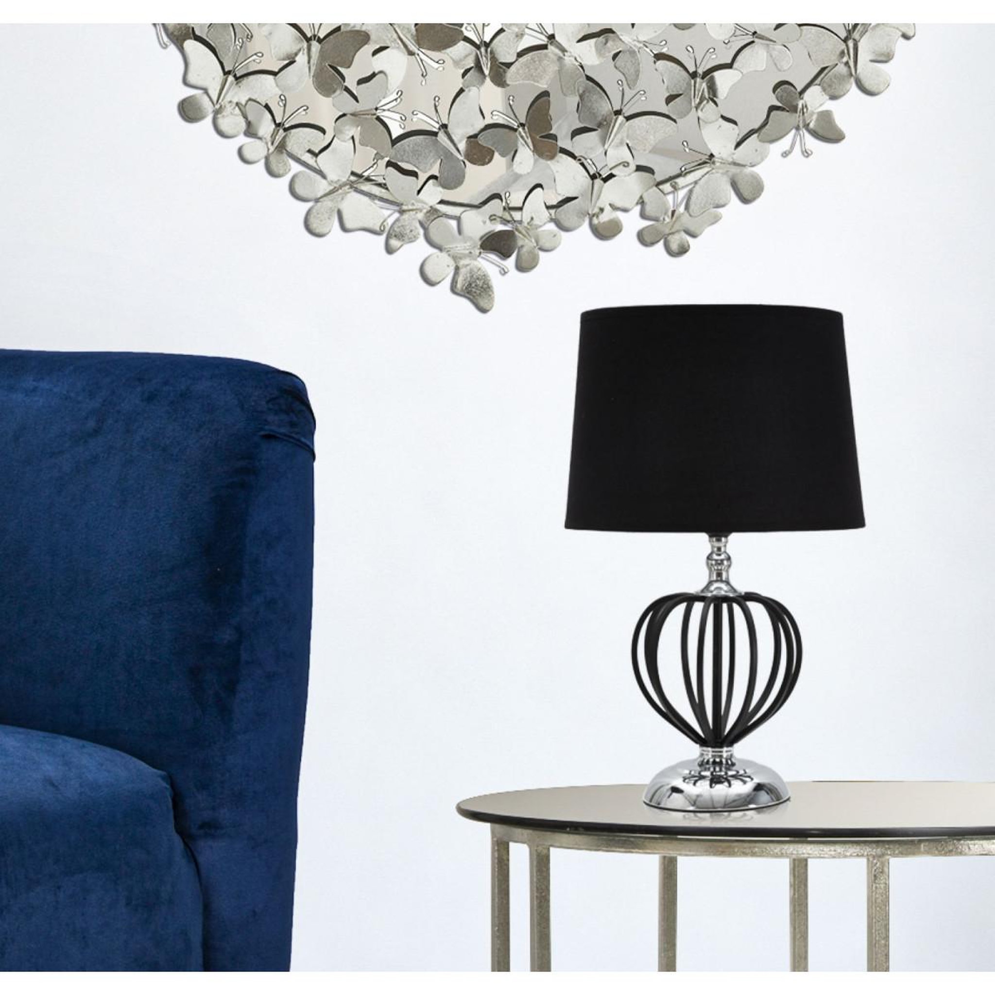 Voir la diapositive 6 : Paris Prix Lampe à poser en métal  darky  44cm noir & argent