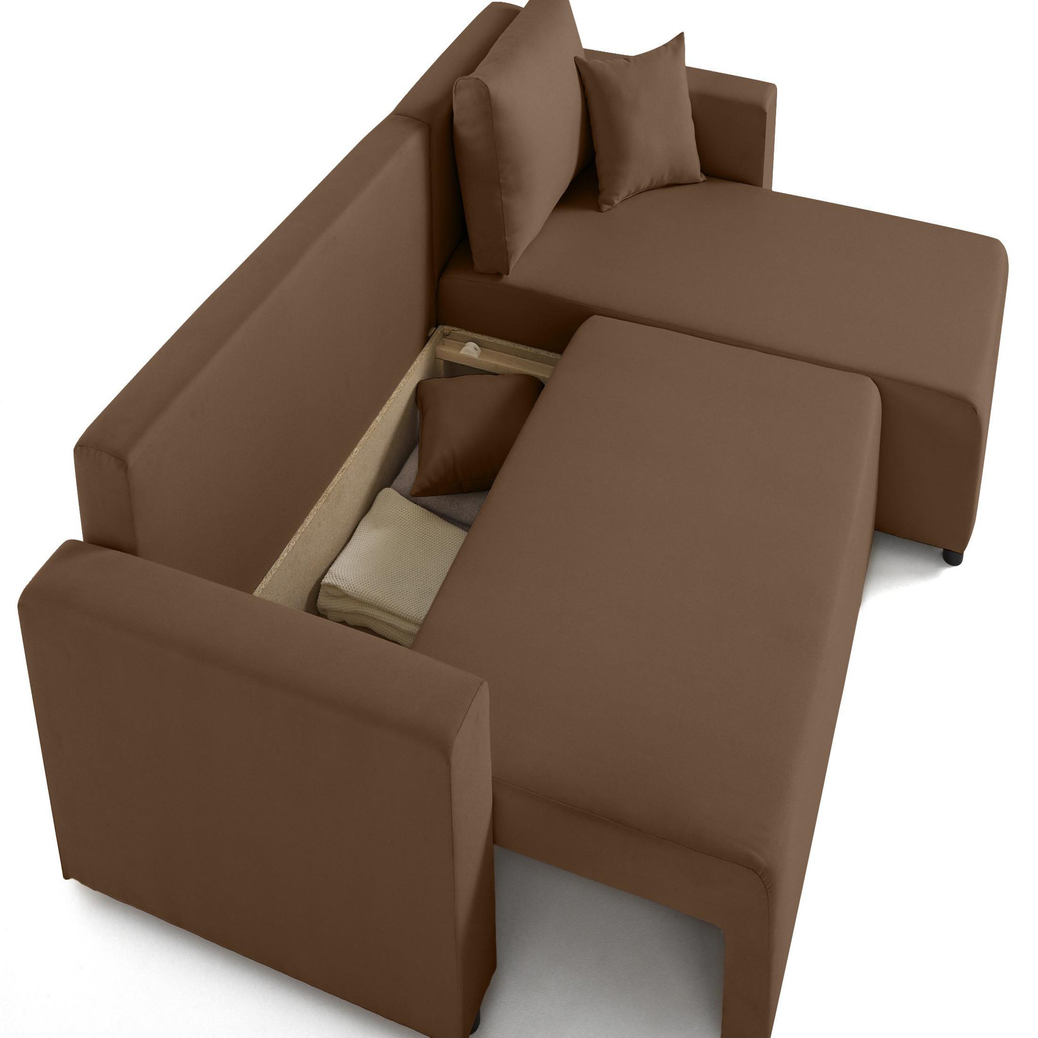 Voir la diapositive 3 : BEST MOBILIER Regala - canapé d'angle réversible - 4 places - convertible avec coffre - en tissu