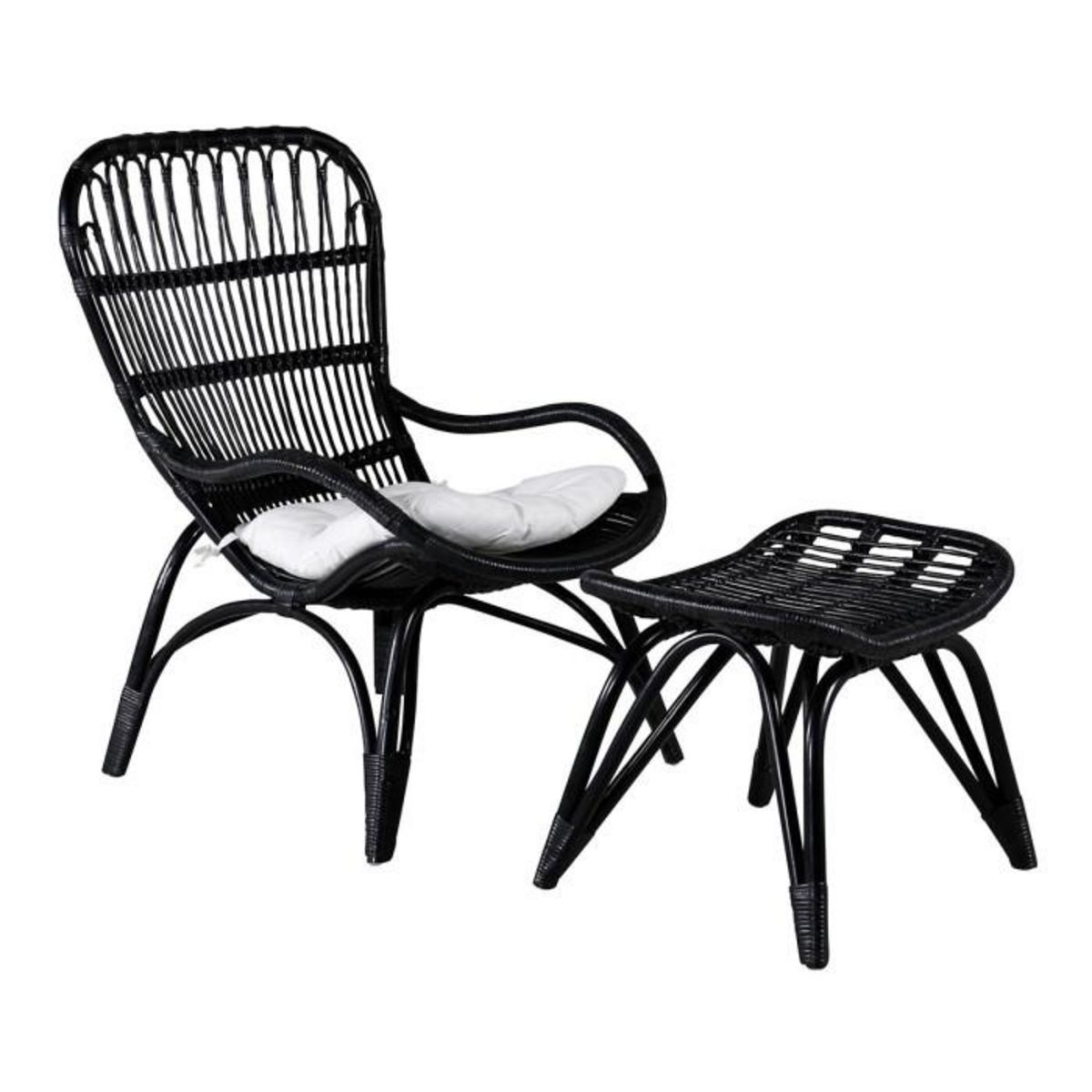 Paris Prix Fauteuil de Jardin en Rotin  Ella  131cm Noir