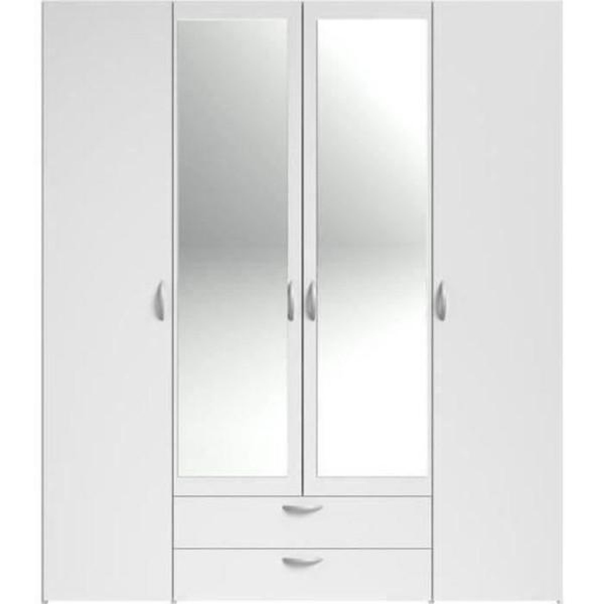 Voir la diapositive 5 : PARISOT Armoire VARIA - Décor blanc - 4 portes battantes + 2 miroirs + 2 tiroirs - L 160 x H 185 x P 51 cm - PARISOT