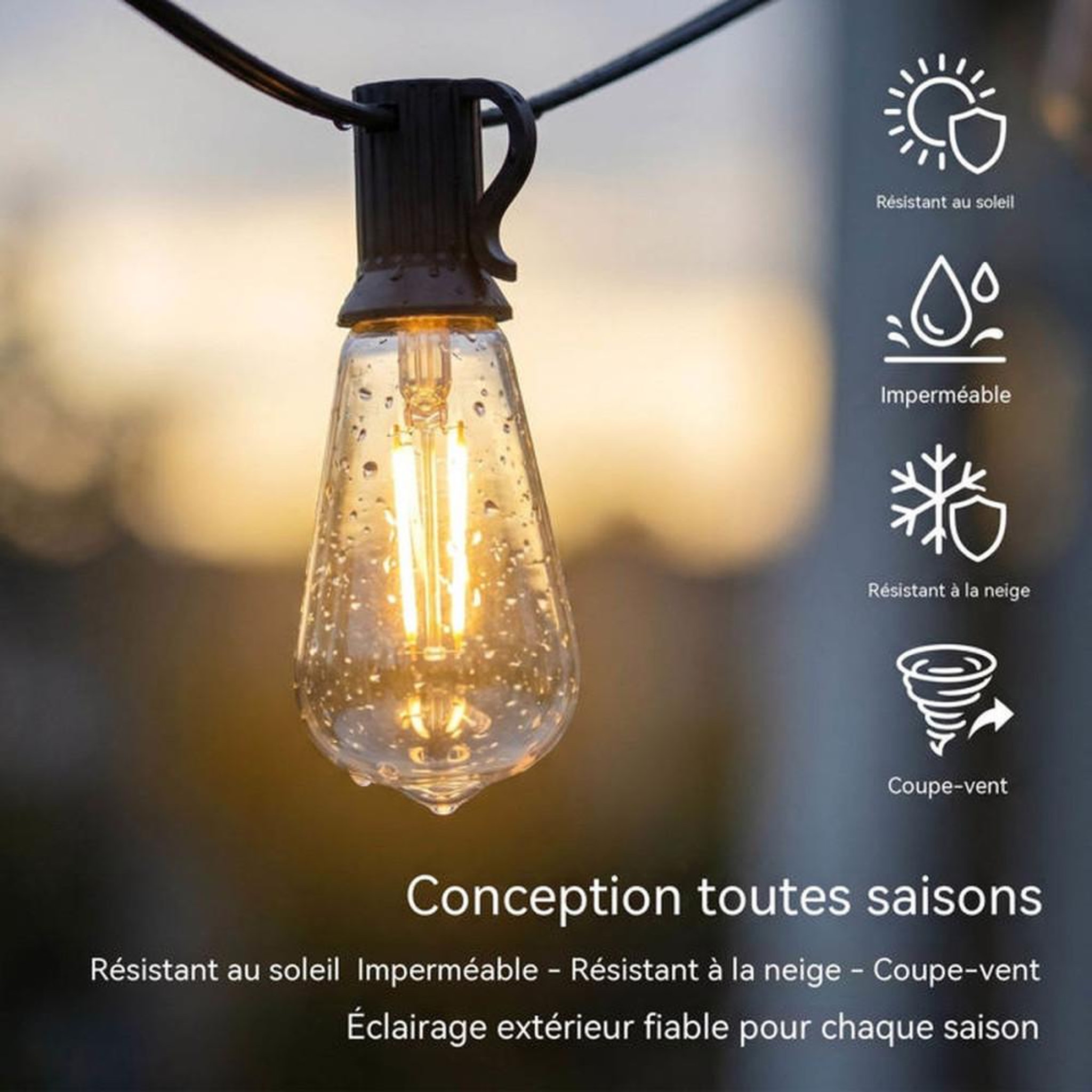 Voir la diapositive 3 : Guirlande lumineuse extérieure suspendue ST38 36,5 m 62 LED PET E12 blanc chaud Octopia