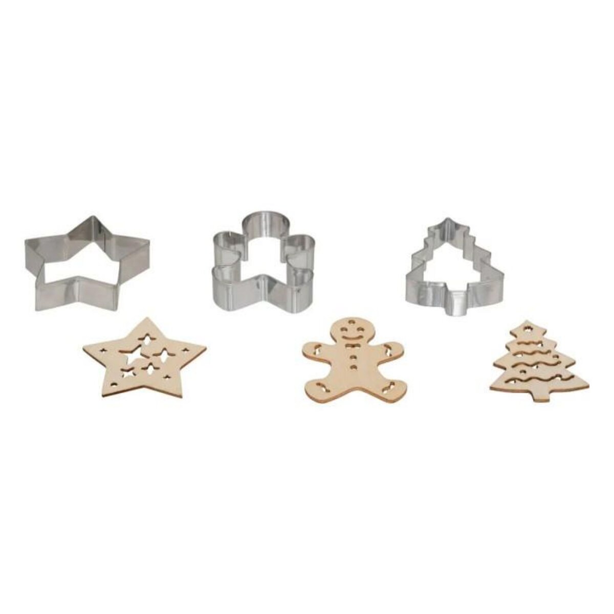 FIVE Lot de 3 Emporte-Pièces & 3 Embosseurs  Noël  7cm Argent