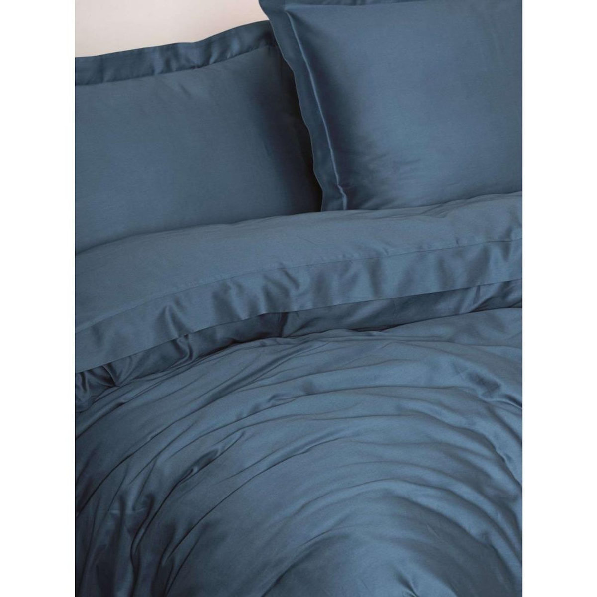 GENERIQUE Parure de lit - 1 housse de couette 140 x 200cm + 1 taies d'oreiller 60 x 60 cm - Satin - Bleu