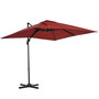 Voir la diapositive 1 : OUTSUNNY Parasol déporté carré inclinable manivelle avec pied en acier dim. 2,45L x 2,45l x 2,45H m métal alu. polyester haute densité rouge
