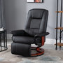 Voir la diapositive 2 : HOMCOM Fauteuil relax inclinable repose-pieds réglable pivotant 360° piètement bois revêtement PU noir