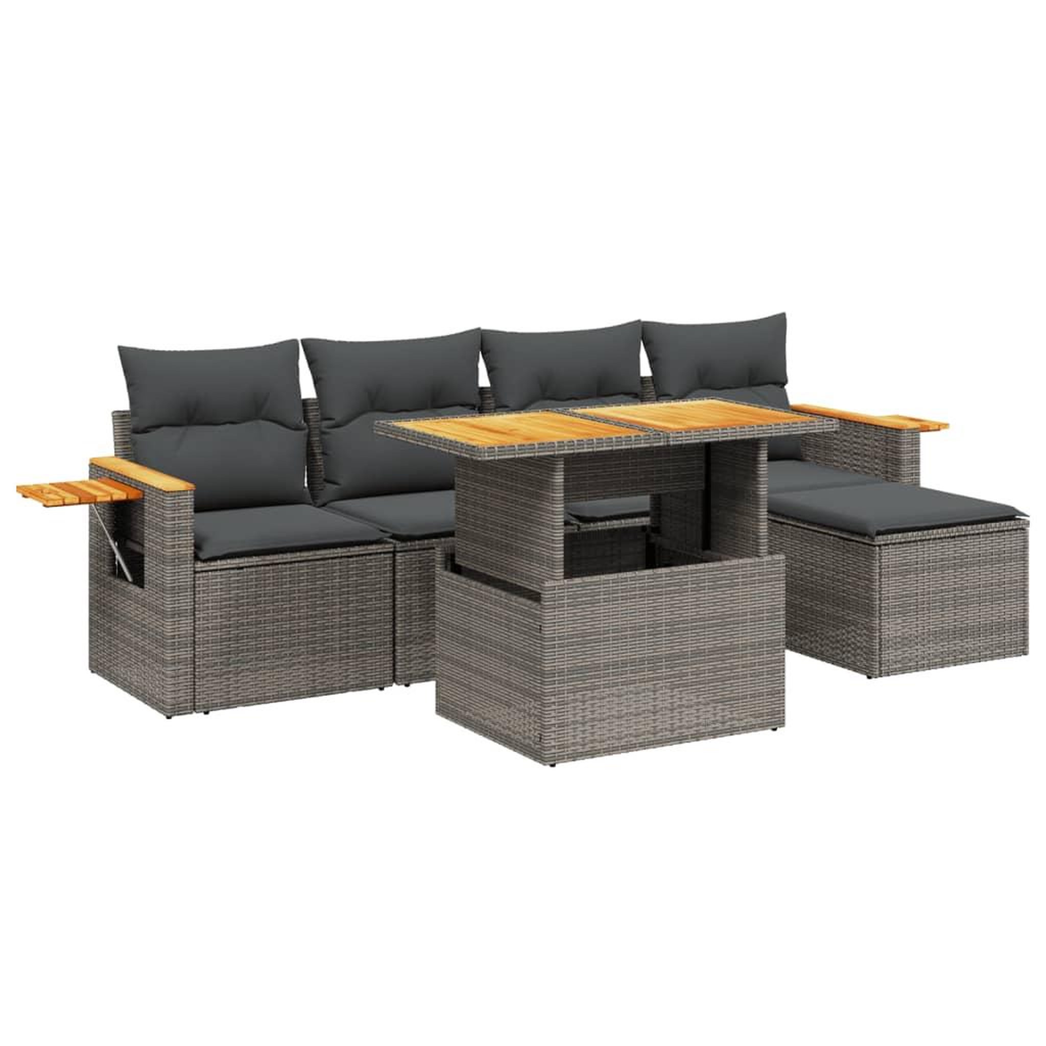 Voir la diapositive 2 : VIDAXL Salon de jardin 6 pcs avec coussins gris resine tressee