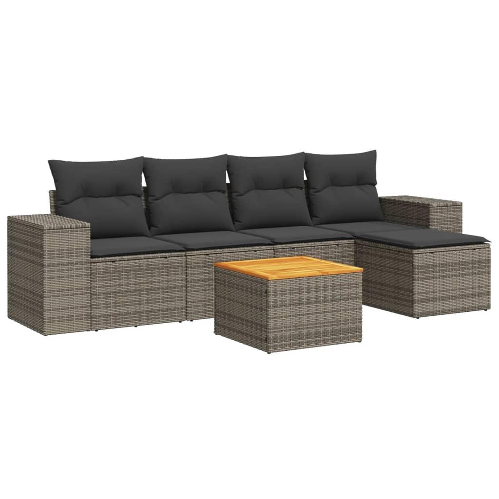 Voir la diapositive 2 : VIDAXL Salon de jardin 6 pcs avec coussins gris resine tressee