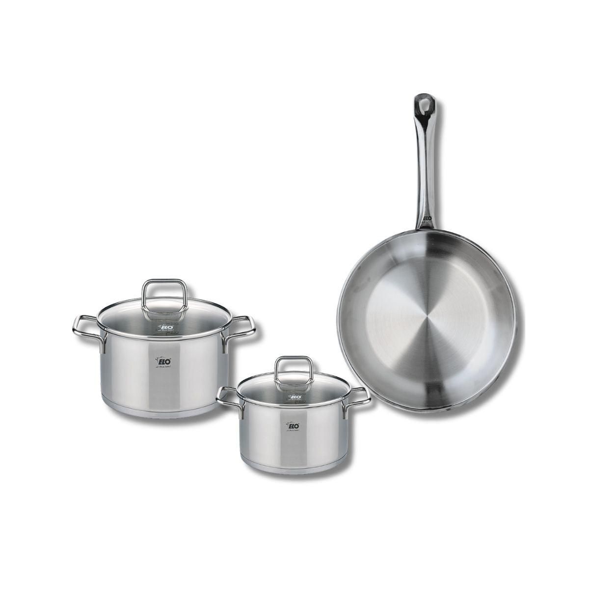 ELO Ensemble de 1 Poêle de cuisson 28 cm et 2 faitouts 16 et 20 cm Elo Profi Citrin