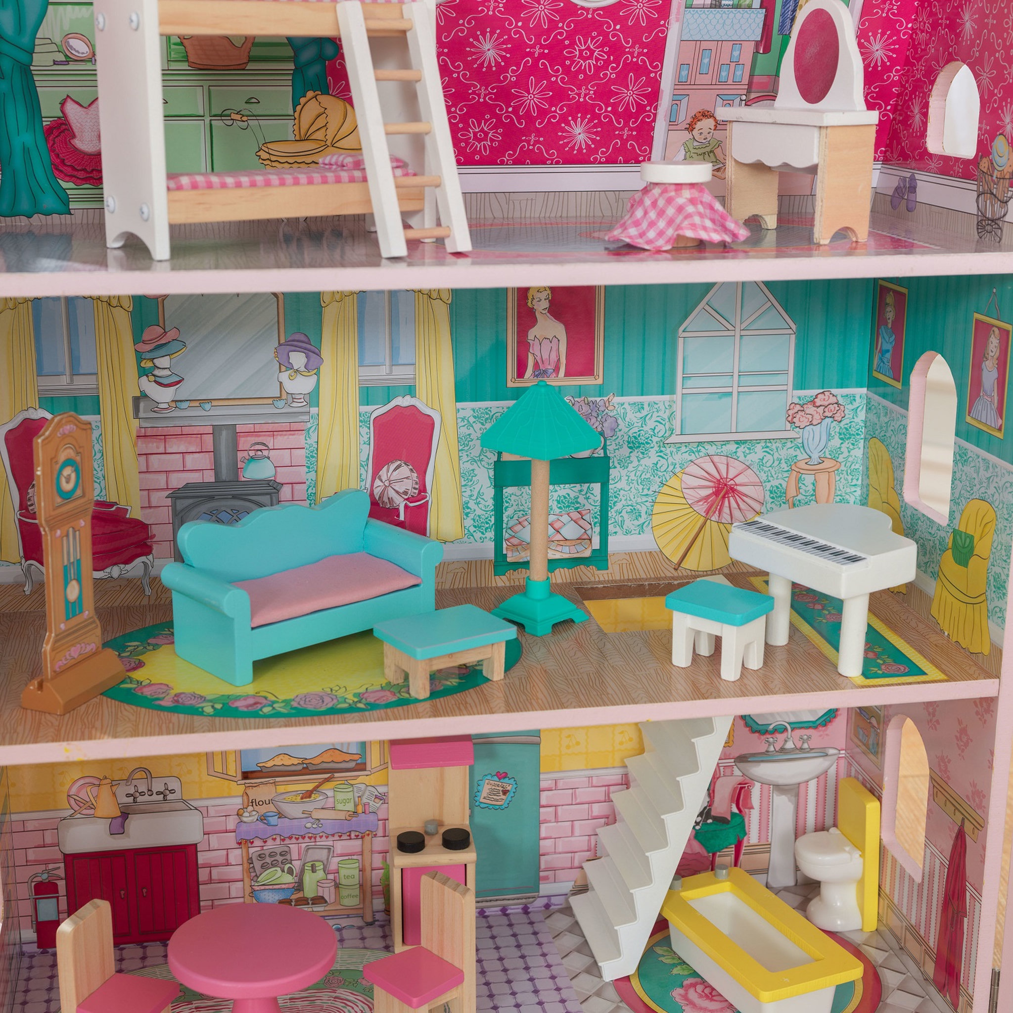 Voir la diapositive 5 : Kidkraft Maison de poupée en bois Abbey Manor