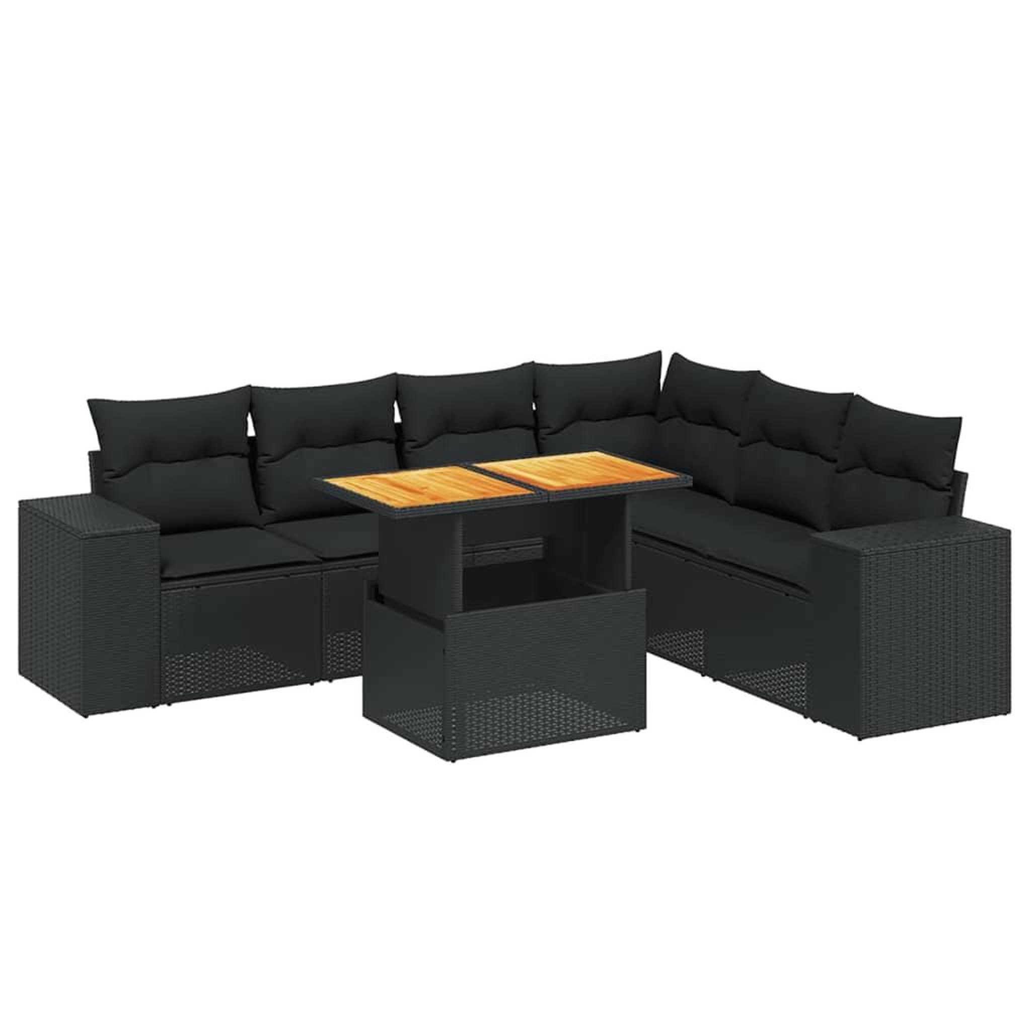 Voir la diapositive 2 : VIDAXL Salon de jardin 7 pcs avec coussins noir resine tressee