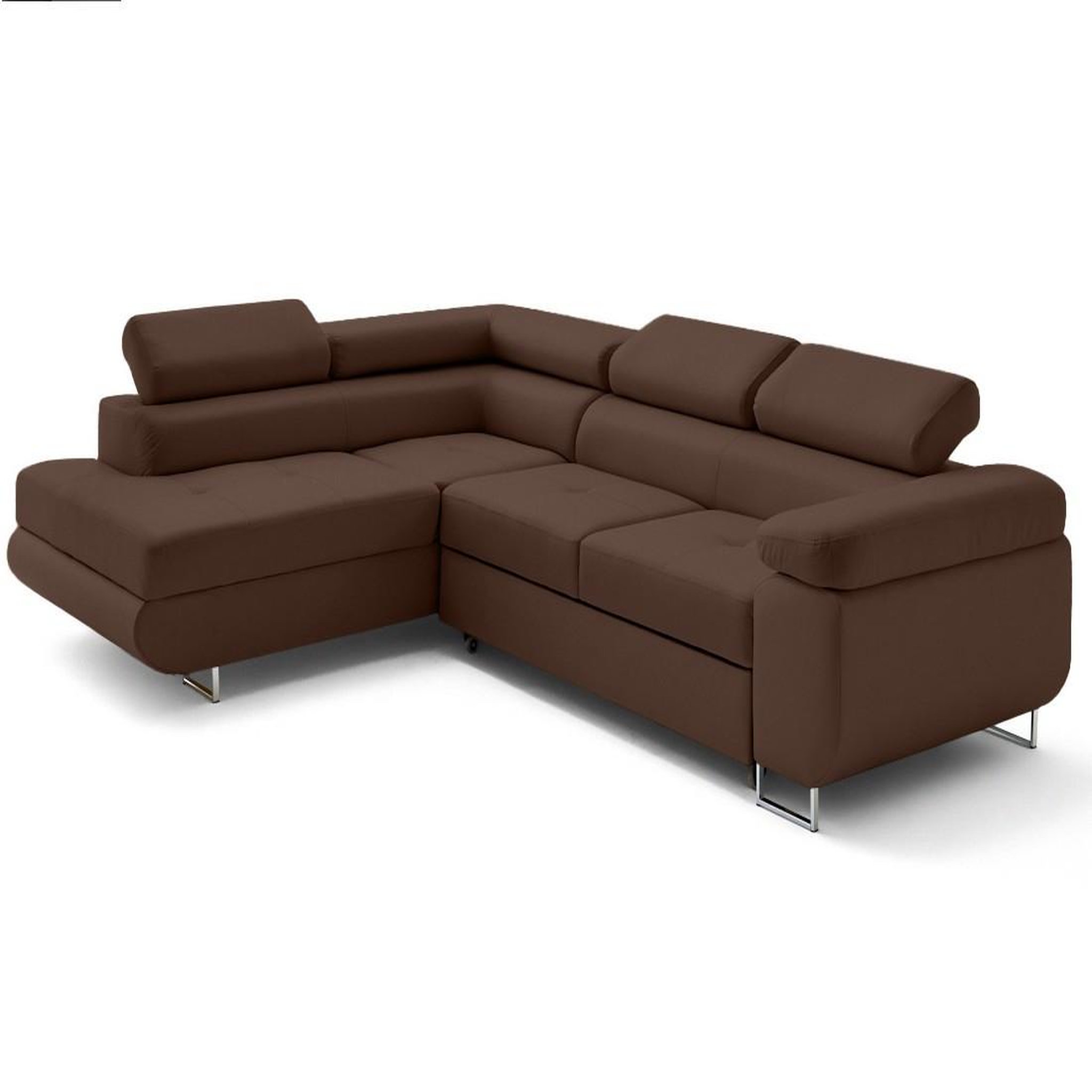 Voir la diapositive 2 : LISA DESIGN Zaria - canapé d'angle gauche 5 places convertible avec coffre et têtières en simili