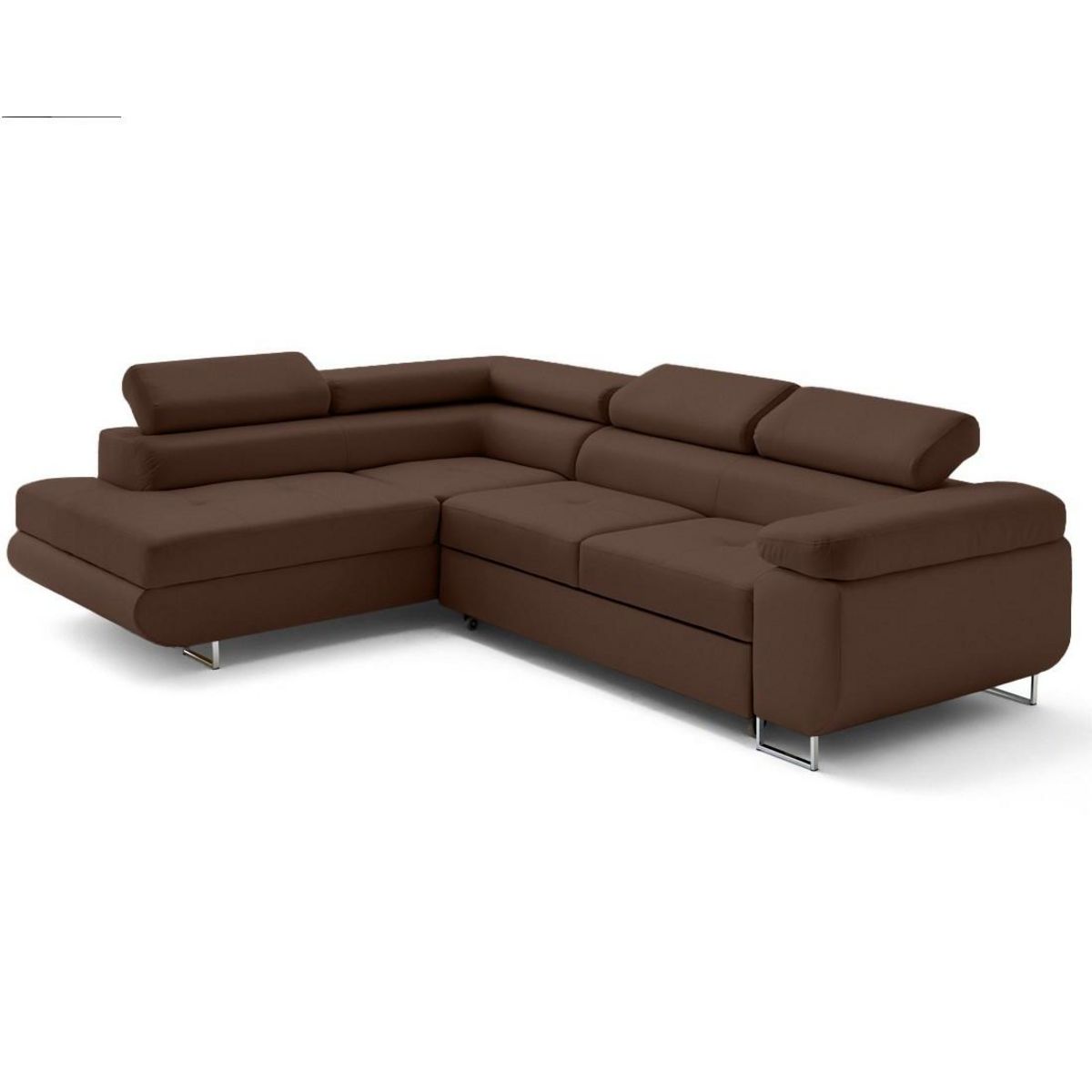 LISA DESIGN Zaria - canapé d'angle gauche 5 places convertible avec coffre et têtières en simili