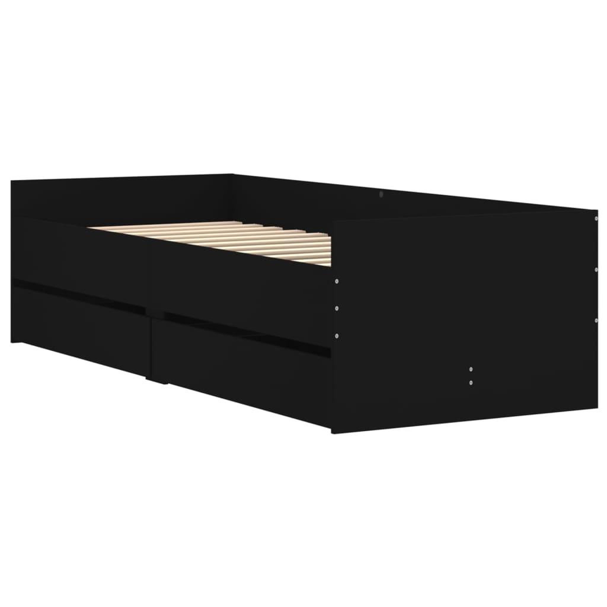 Voir la diapositive 4 : VIDAXL Cadre de lit avec tiroirs sans matelas noir 100x200 cm
