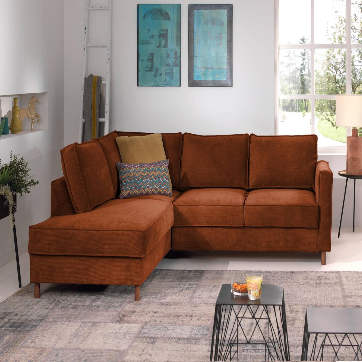 LISA DESIGN Jake - canapé d'angle gauche - convertible - 5 places - en velours côtelé