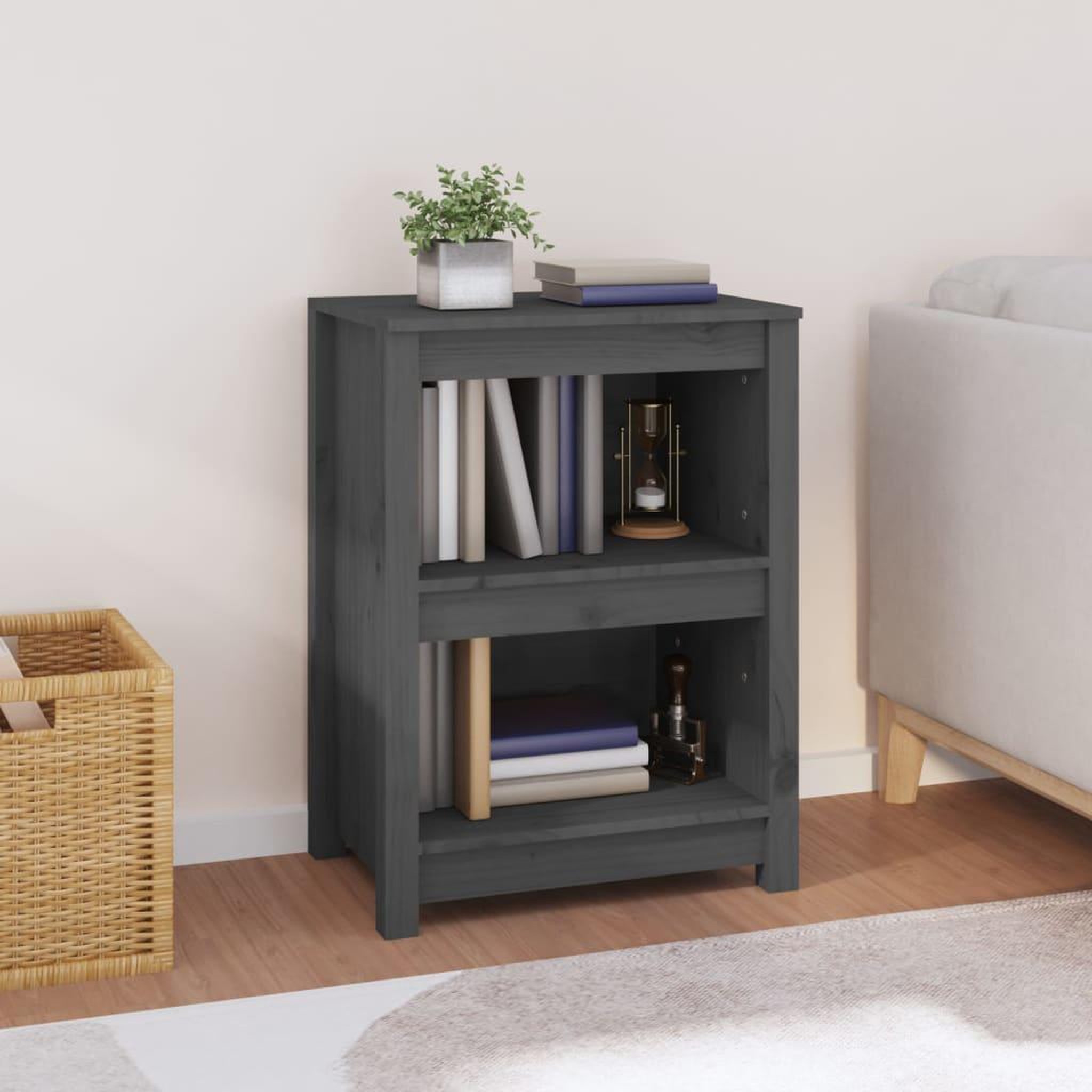 Voir la diapositive 1 : VIDAXL Bibliotheque Gris 50x35x68 cm Bois de pin massif