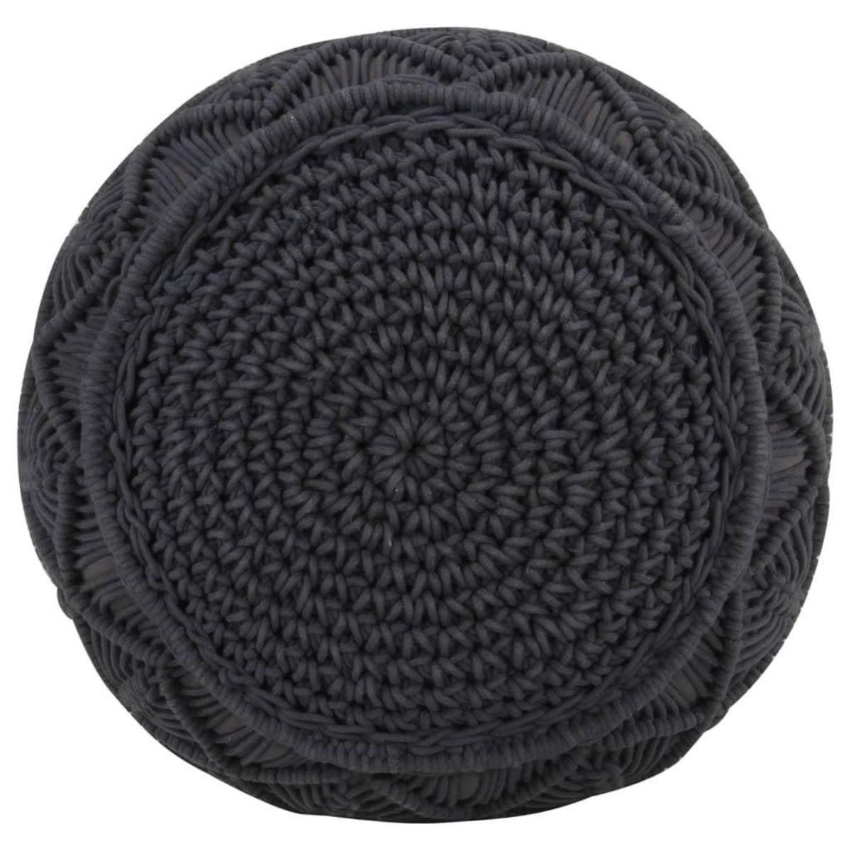 VIDAXL Pouf fait a la main en macrame Anthracite 45x30 cm Coton