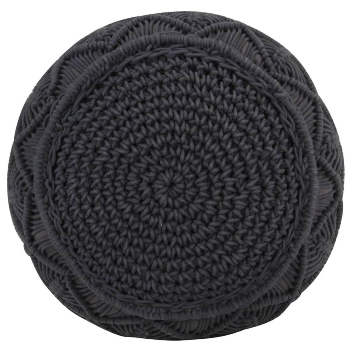 VIDAXL Pouf fait a la main en macrame Anthracite 45x30 cm Coton