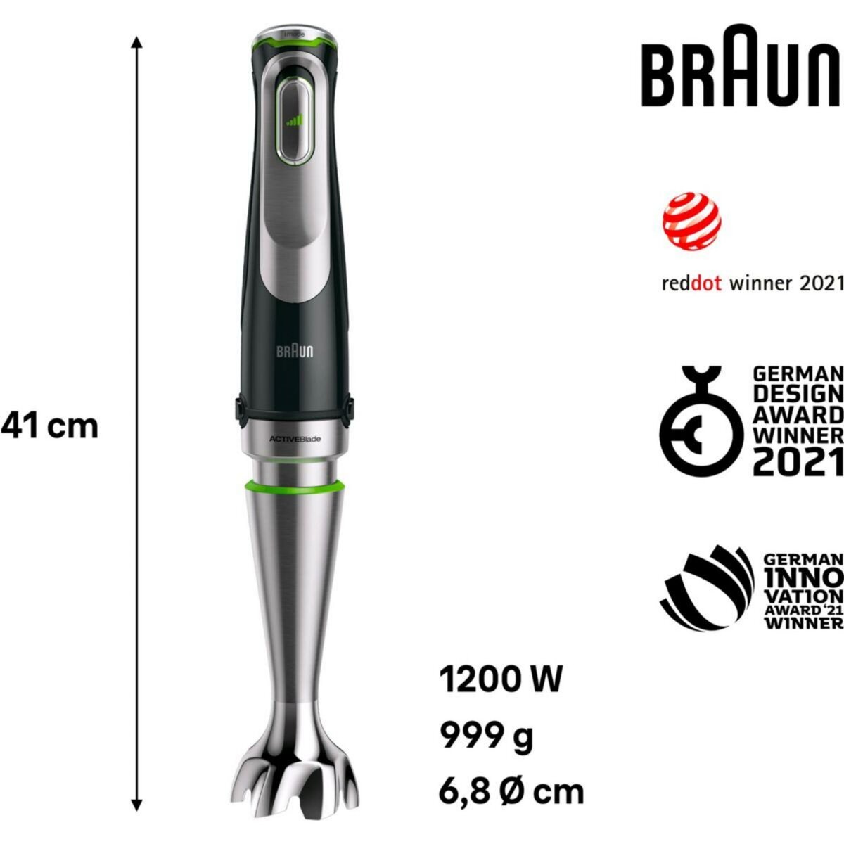 BRAUN Mixeur MQ9187XLI MultiQuick 9 noir et gris 8 accessoires