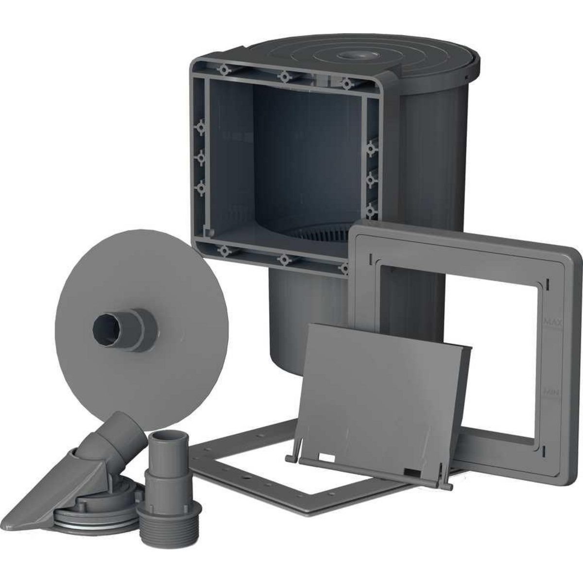 GRE Ensemble skimmer pour piscines acier GRE - Gris