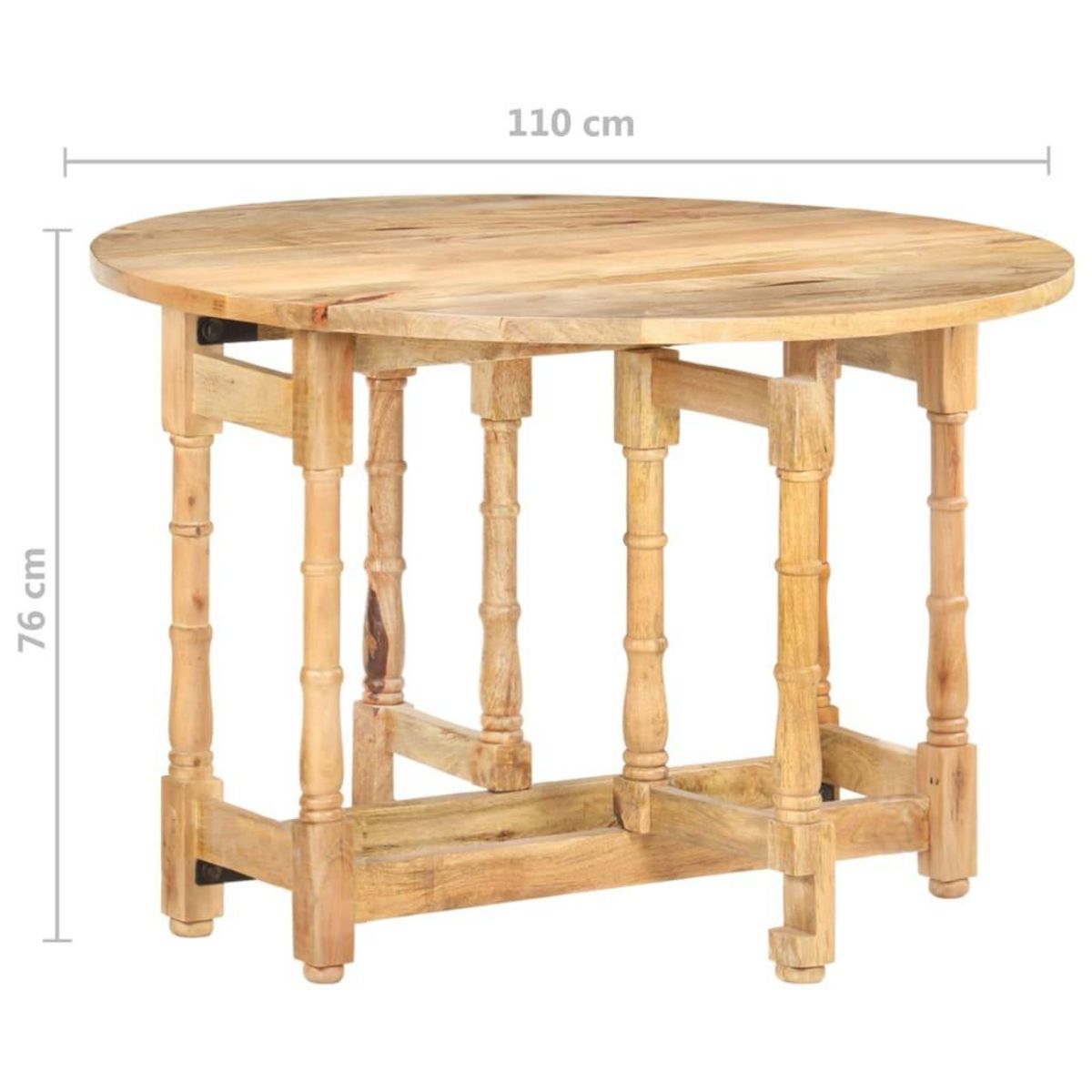 VIDAXL Table a manger Rond 110x76 cm Bois de manguier massif