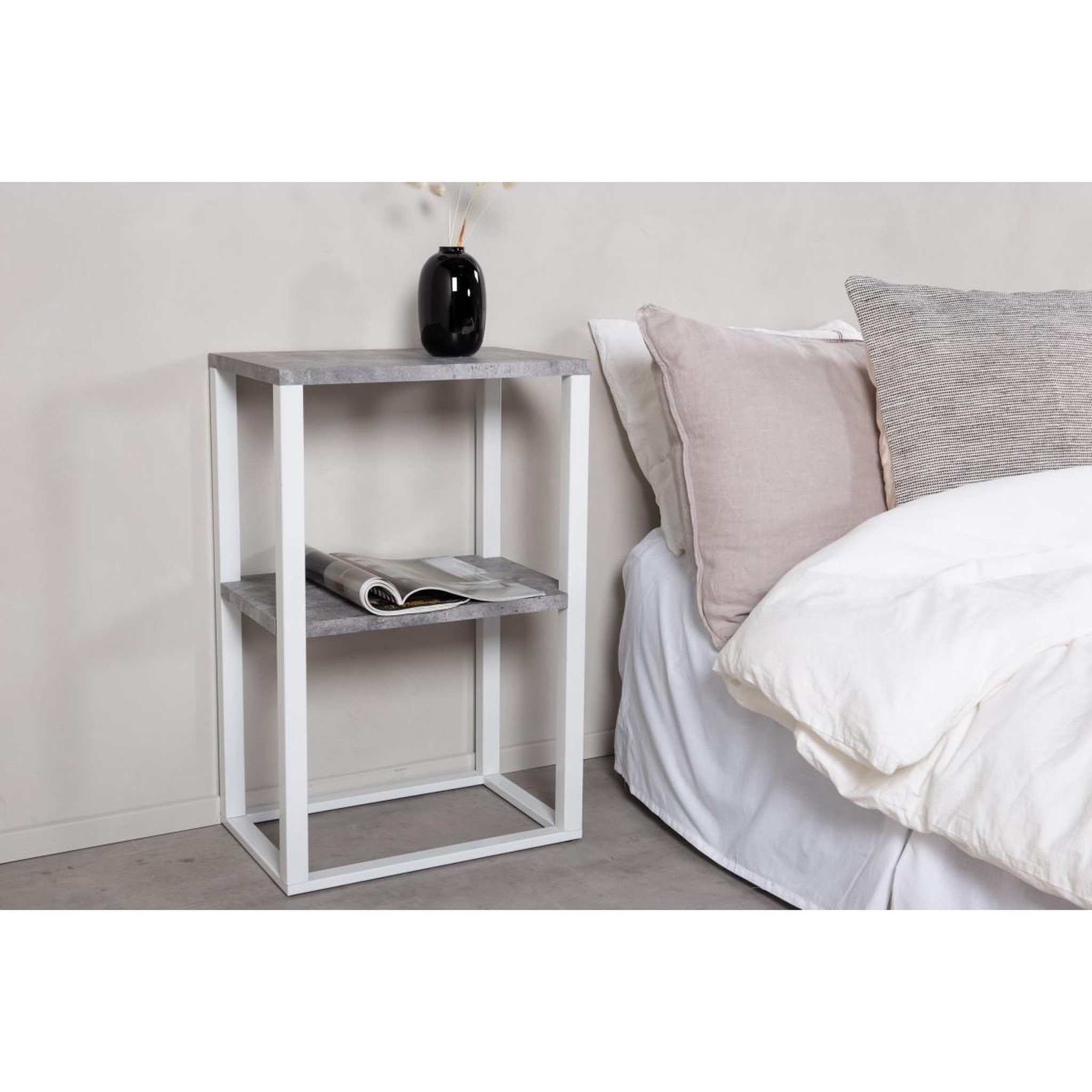 Voir la diapositive 6 : Paris Prix Table de chevet double  rise  68cm gris & blanc