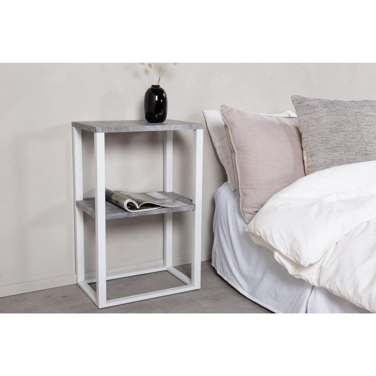 Paris Prix Table de Chevet Double  Rise  68cm Gris & Blanc