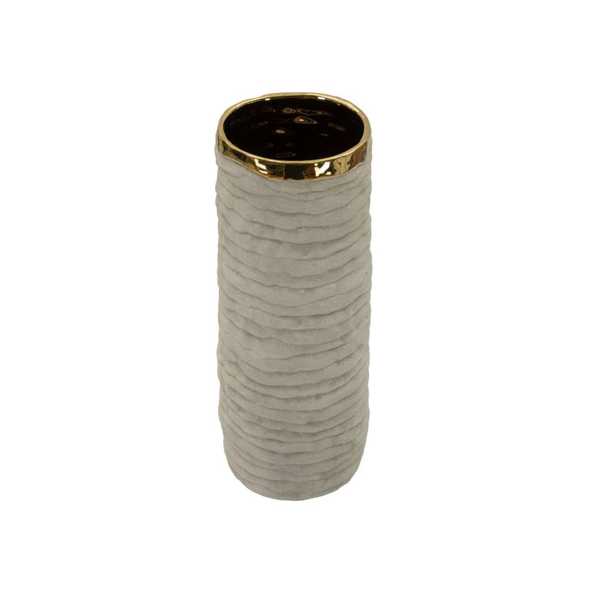 Voir la diapositive 2 : Paris Prix Vase design en céramique  lima  40cm gris & or