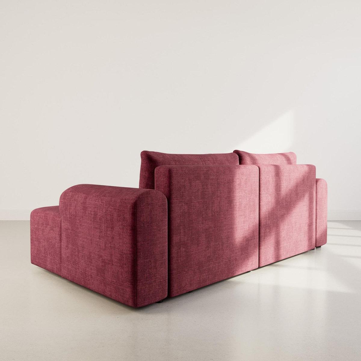 BEST MOBILIER Rebecca - canapé d'angle droit 4 places convertible avec coffre en velours texturé