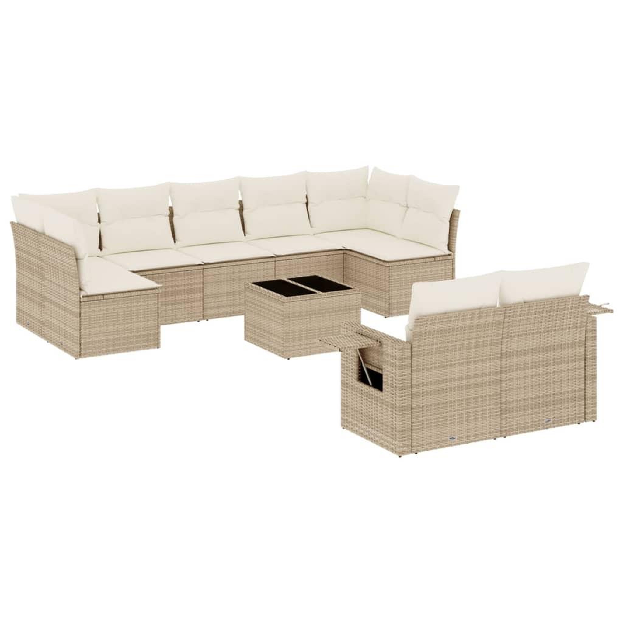 Voir la diapositive 2 : VIDAXL Salon de jardin avec coussins 10 pcs beige resine tressee