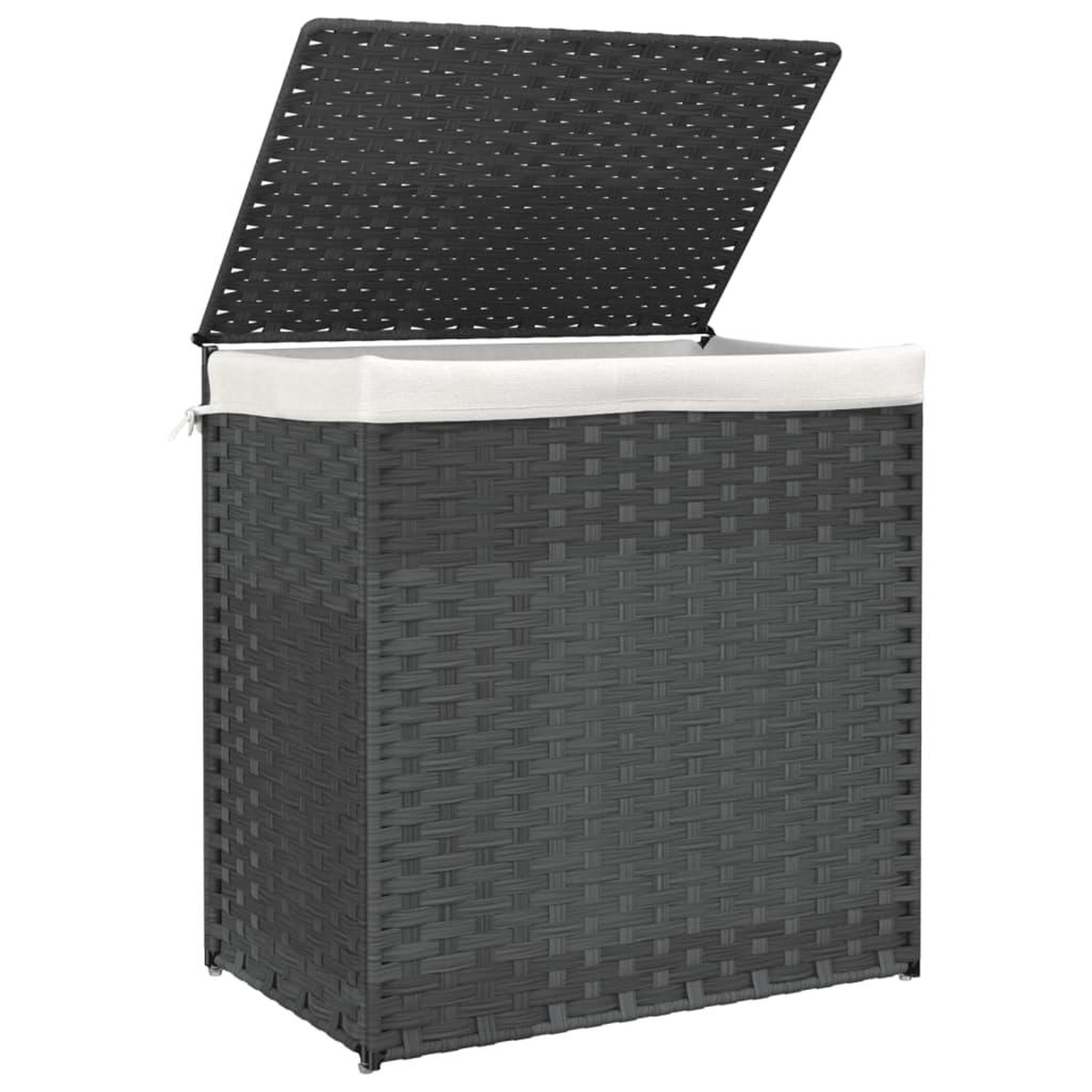 Voir la diapositive 4 : VIDAXL Panier a linge avec 2 sections gris 53x35x57 cm resine tressee