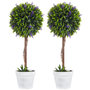 Voir la diapositive 1 : HOMCOM Lot de 2 plantes artificielles avec fleurs de lavande arbre artificiel tronc et pot inclus - hauteur 60 cm intérieur et extérieur vert