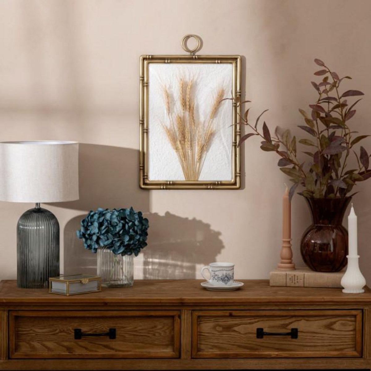 ATMOSPHERA Déco Murale Bombée Blés  Jonas  47cm Marron