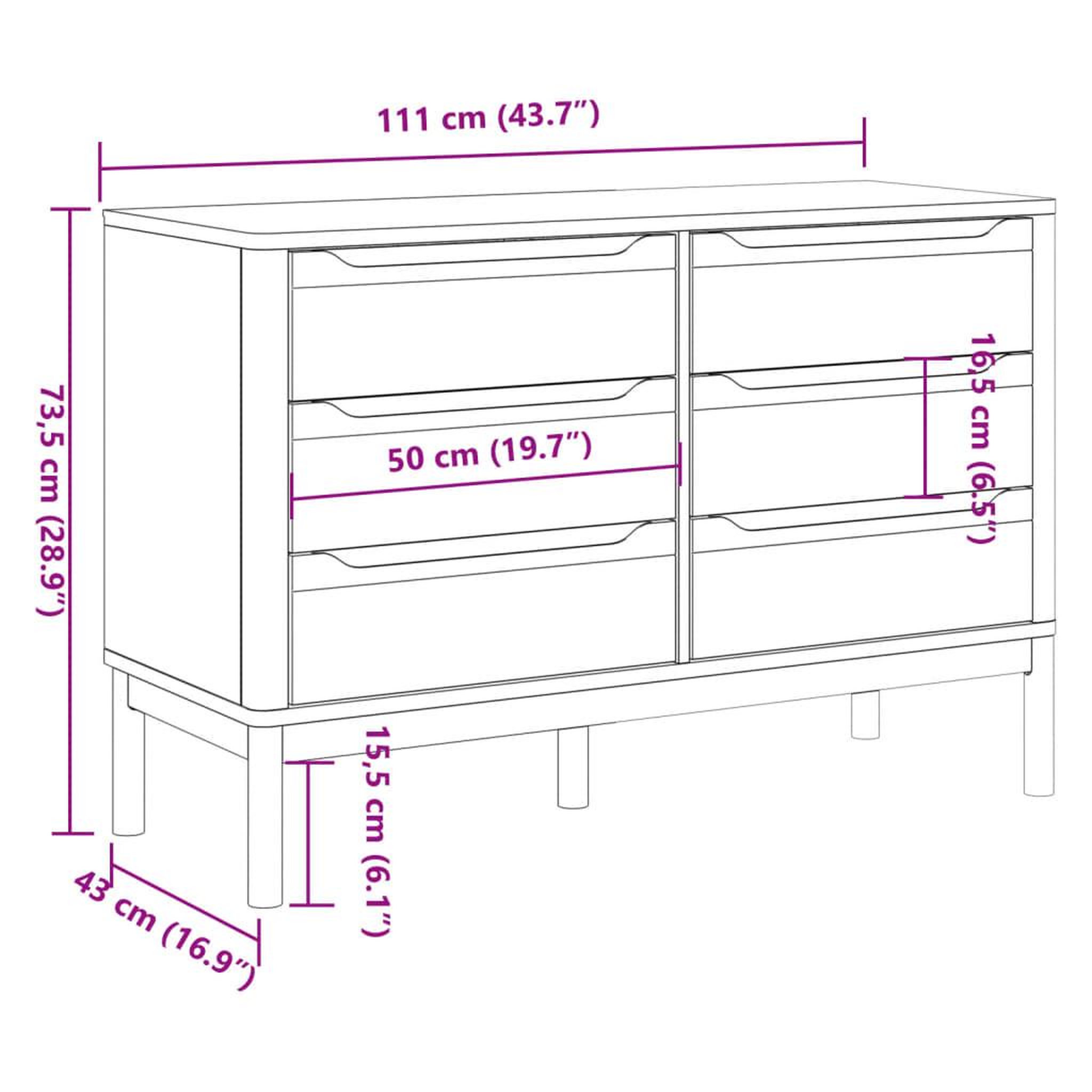 Voir la diapositive 6 : VIDAXL Commode FLORO blanc bois de pin massif