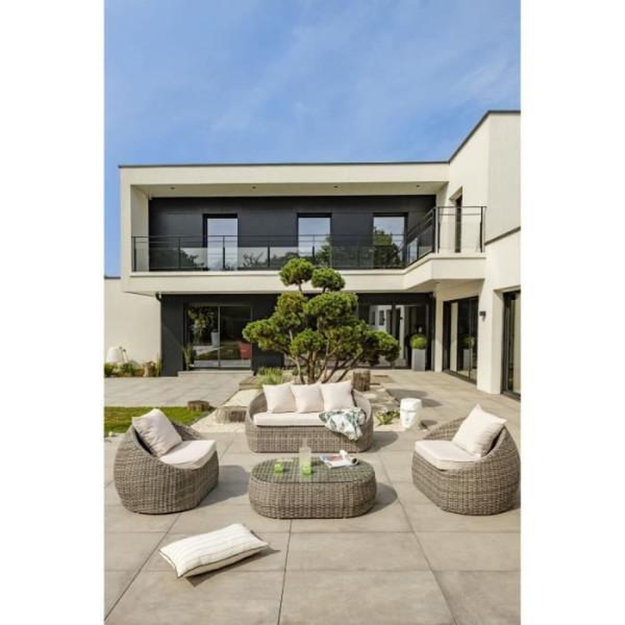 Voir la diapositive 3 : DCB GARDEN Salon de jardin ISA 5 places en résine tressée - Gris