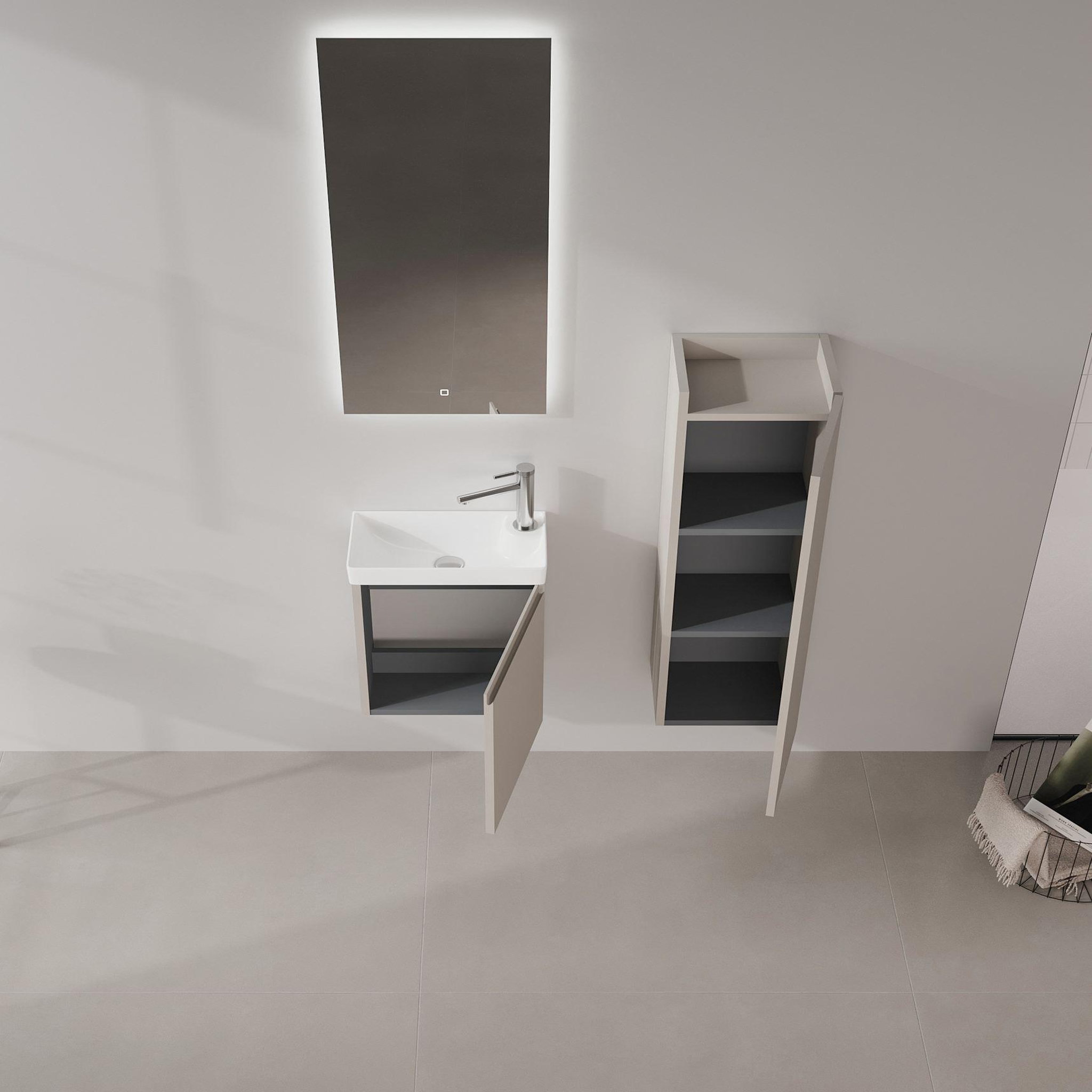 Voir la diapositive 3 : Habitat et Jardin Armoire de Salle de Bain  Ferla 30  - 30 x 25 x 100 cm - Matte Mink