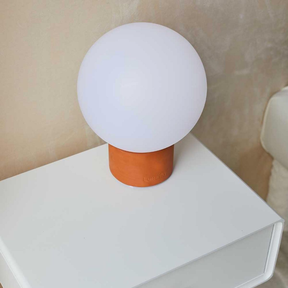 Lumisky Lampe de table touch effet beton orange LED TERRA Orange Terre cuite h25cm