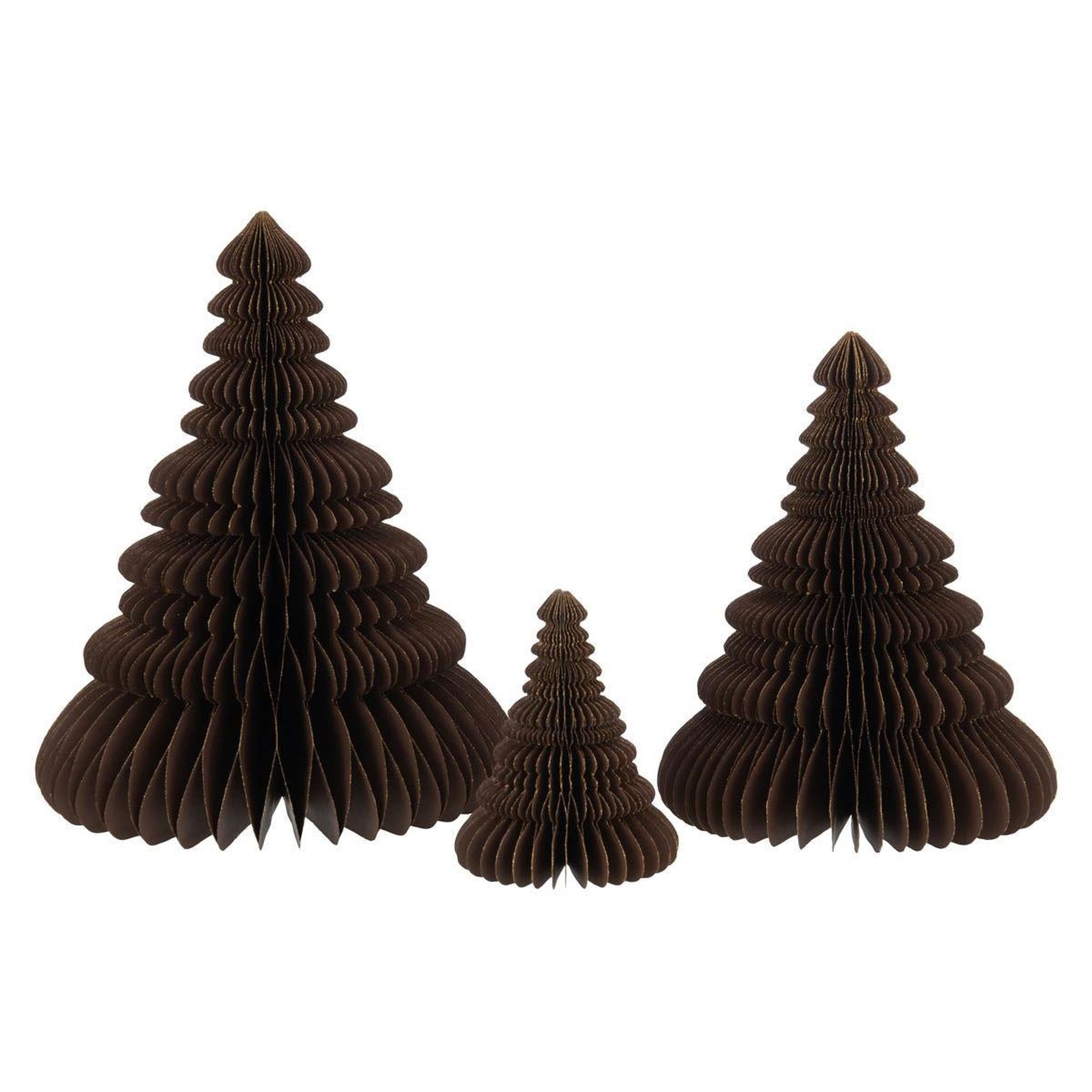 Voir la diapositive 2 : J-LINE Sapin de Noël à Poser en Papier  Pliant  30cm Marron