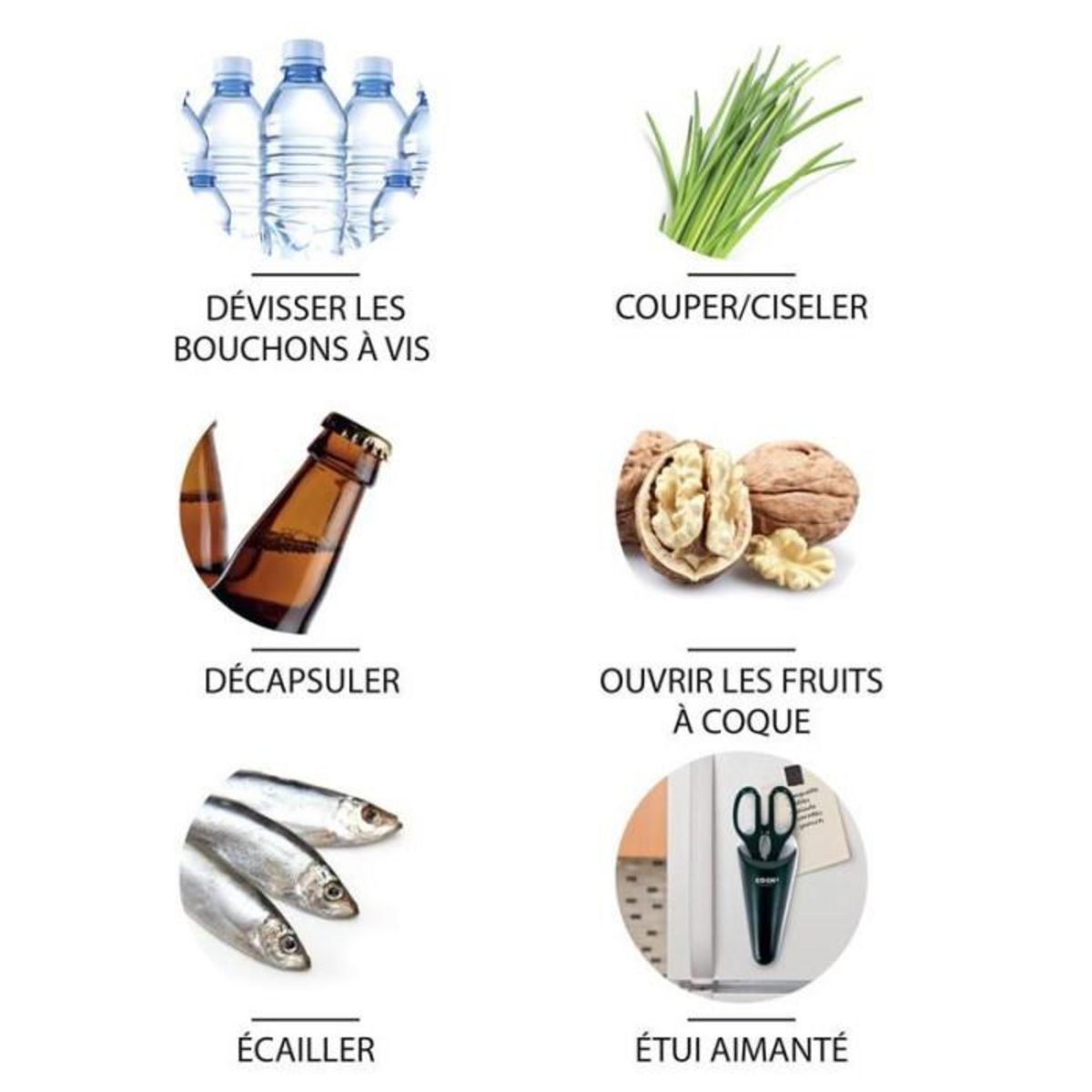 Paris Prix Ciseaux de Cuisine Aimanté  Multifoncton  22cm Taupe